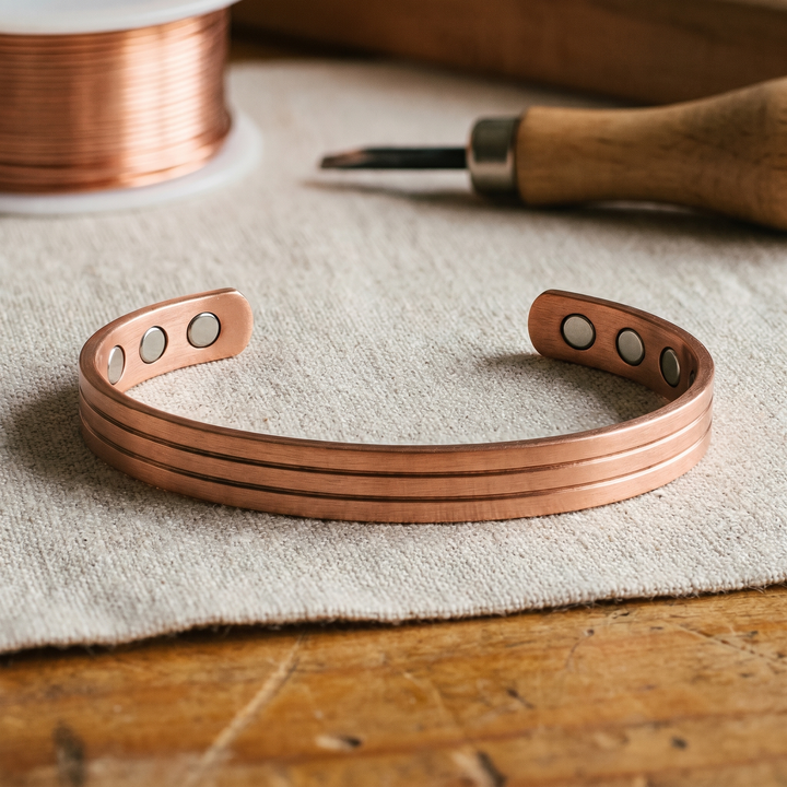 Kayla | Triple-Groove Copper Open Cuff Bracelet