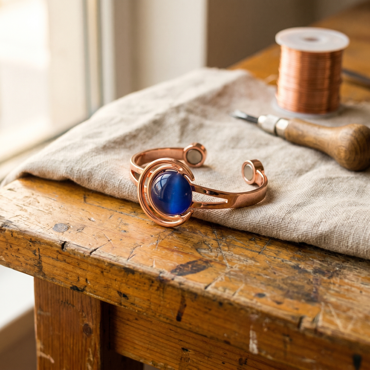 Tessa | Stone-Set Copper Orbital Cuff Bracelet