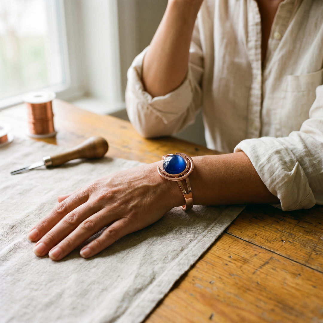 Tessa | Stone-Set Copper Orbital Cuff Bracelet