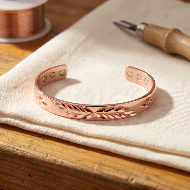 Harper | Pierced Leaf-Cutout Copper Cuff Bracelet
