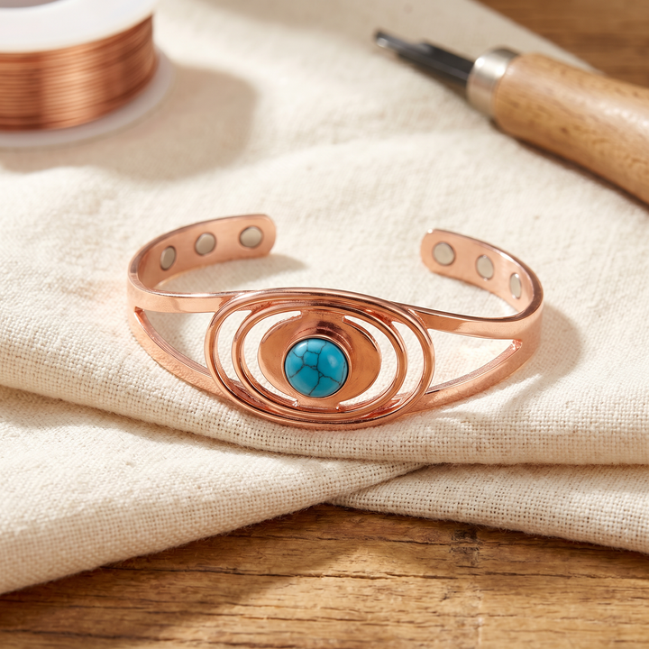 Clara | Turquoise-Set Copper Orbital Cuff Bracelet