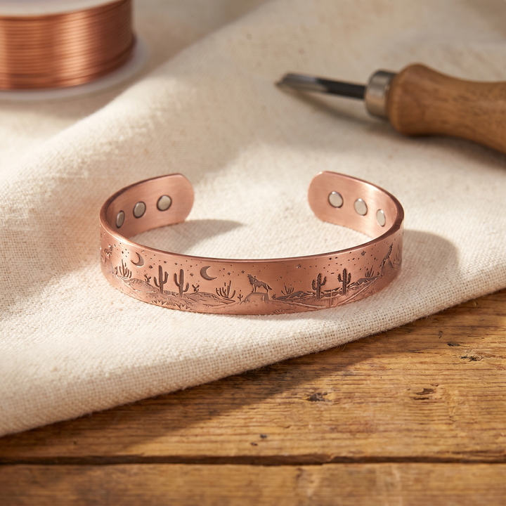 Tatiana | Desert-Scene Engraved Copper Cuff Bracelet