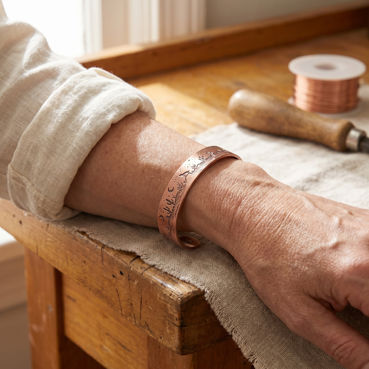 Tatiana | Desert-Scene Engraved Copper Cuff Bracelet