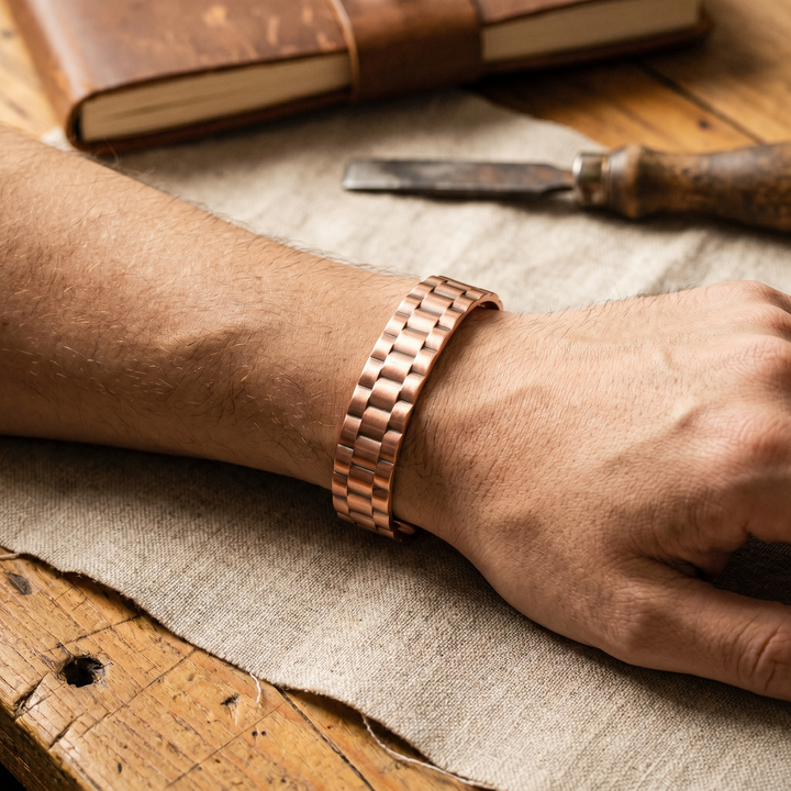 Kiera | Wide Watch-Link Copper Cuff Bracelet