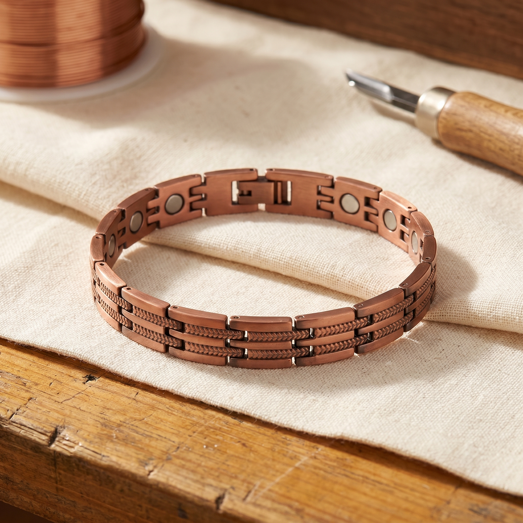 Mireille | Rope-Edged Copper Link Bracelet