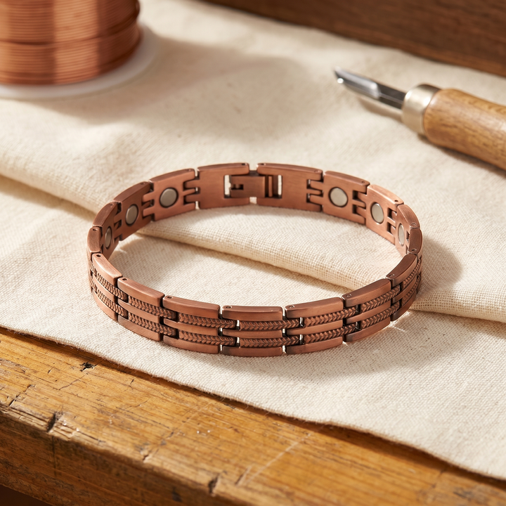 Mireille | Rope-Edged Copper Link Bracelet