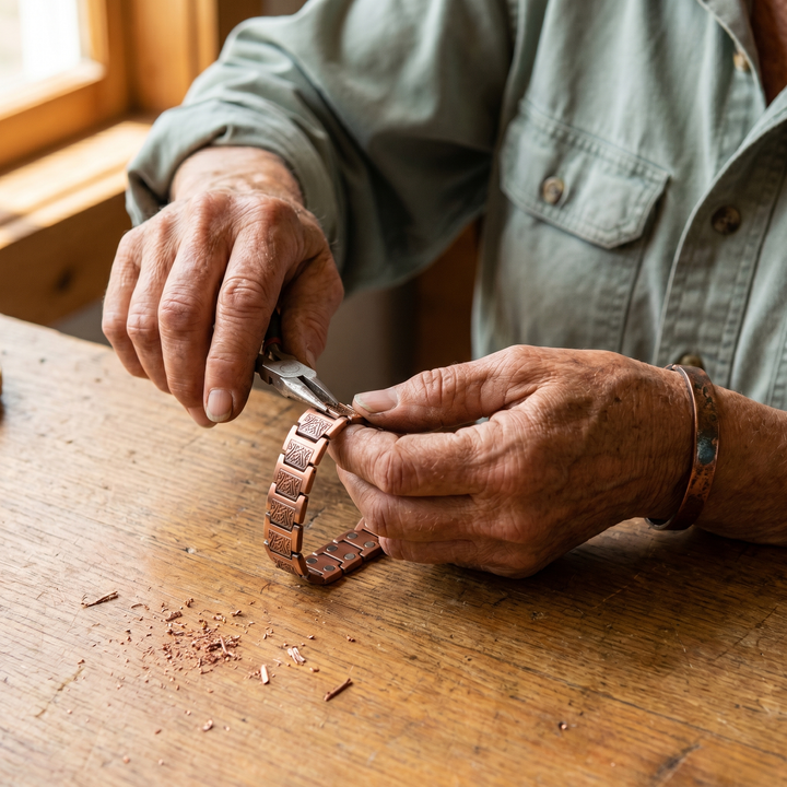 Octavia | Engraved Flowing-Pattern Copper Link Bracelet