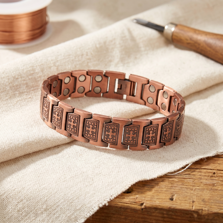Renata | Raised Dot-Pattern Copper Cuff Bracelet