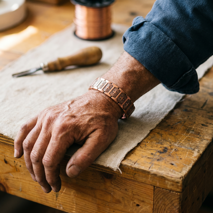 Renata | Raised Dot-Pattern Copper Cuff Bracelet