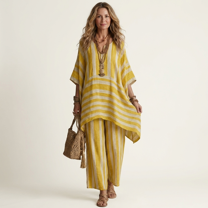 Kiara | Two-Piece Striped Linen Set