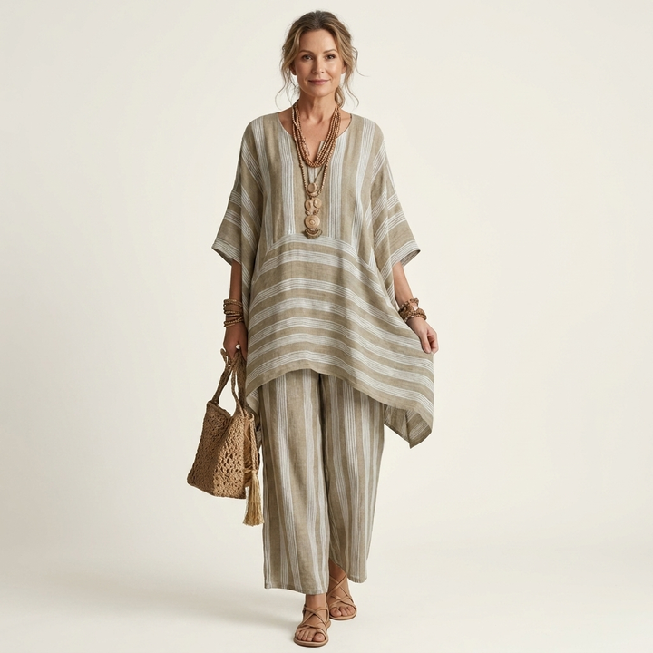 Kiara | Two-Piece Striped Linen Set
