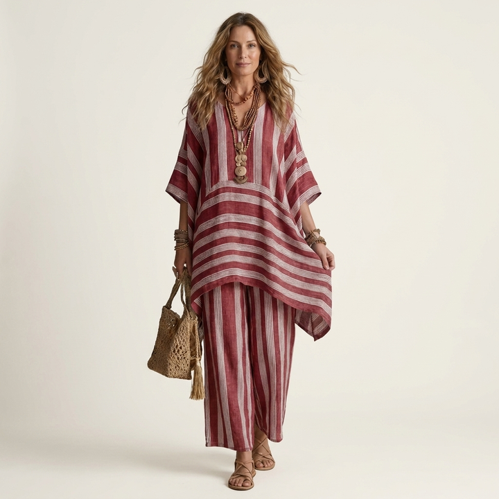 Kiara | Two-Piece Striped Linen Set