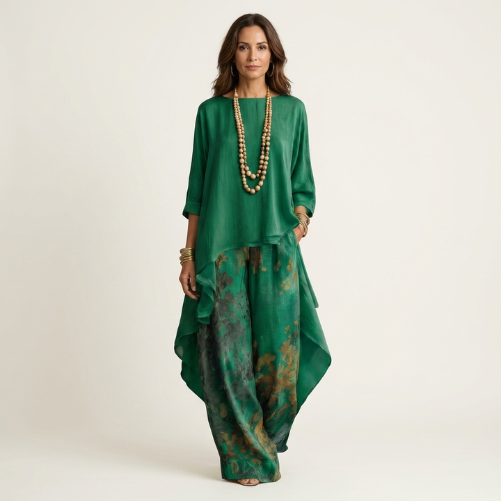 Cariola | Silk Two-Piece Set with Asymmetric Tunic