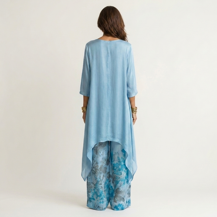 Cariola | Silk Two-Piece Set with Asymmetric Tunic