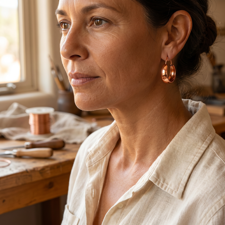 Brianna | Smooth Rounded Copper Hoop Earrings