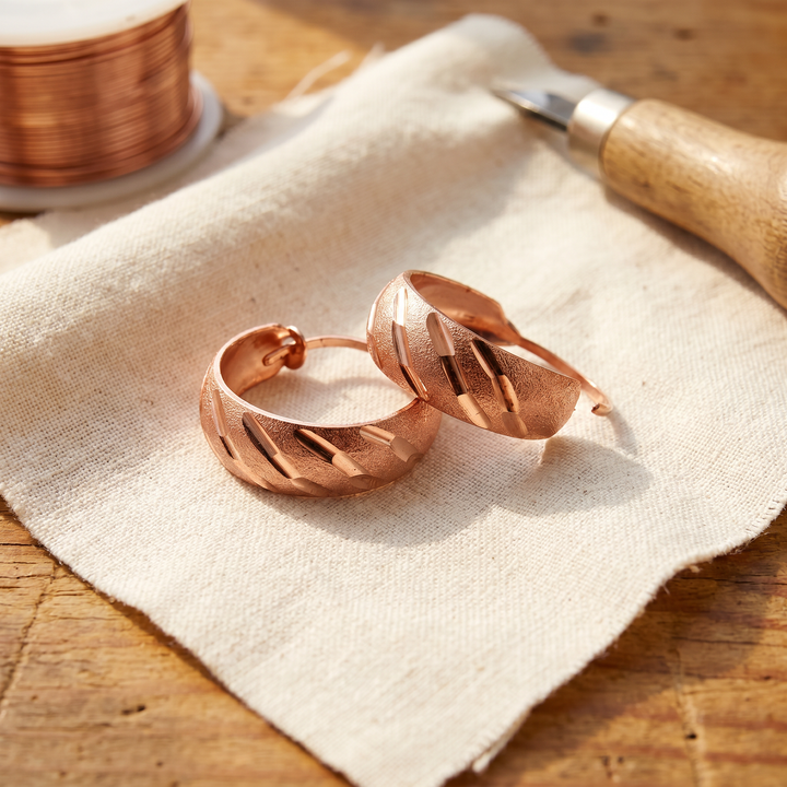 Olive | Diagonal-Cut Copper Hoop Earrings