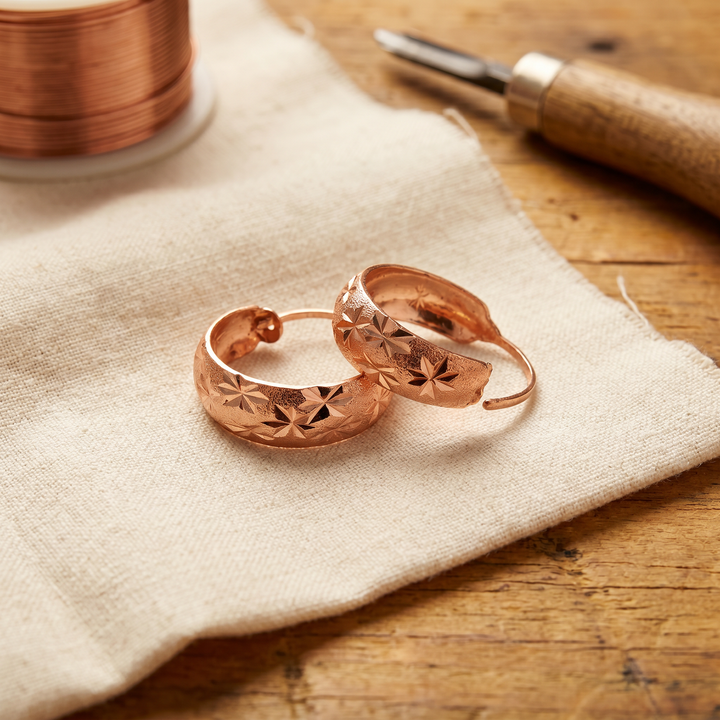 Zara | Hand-Engraved Copper Star Earrings