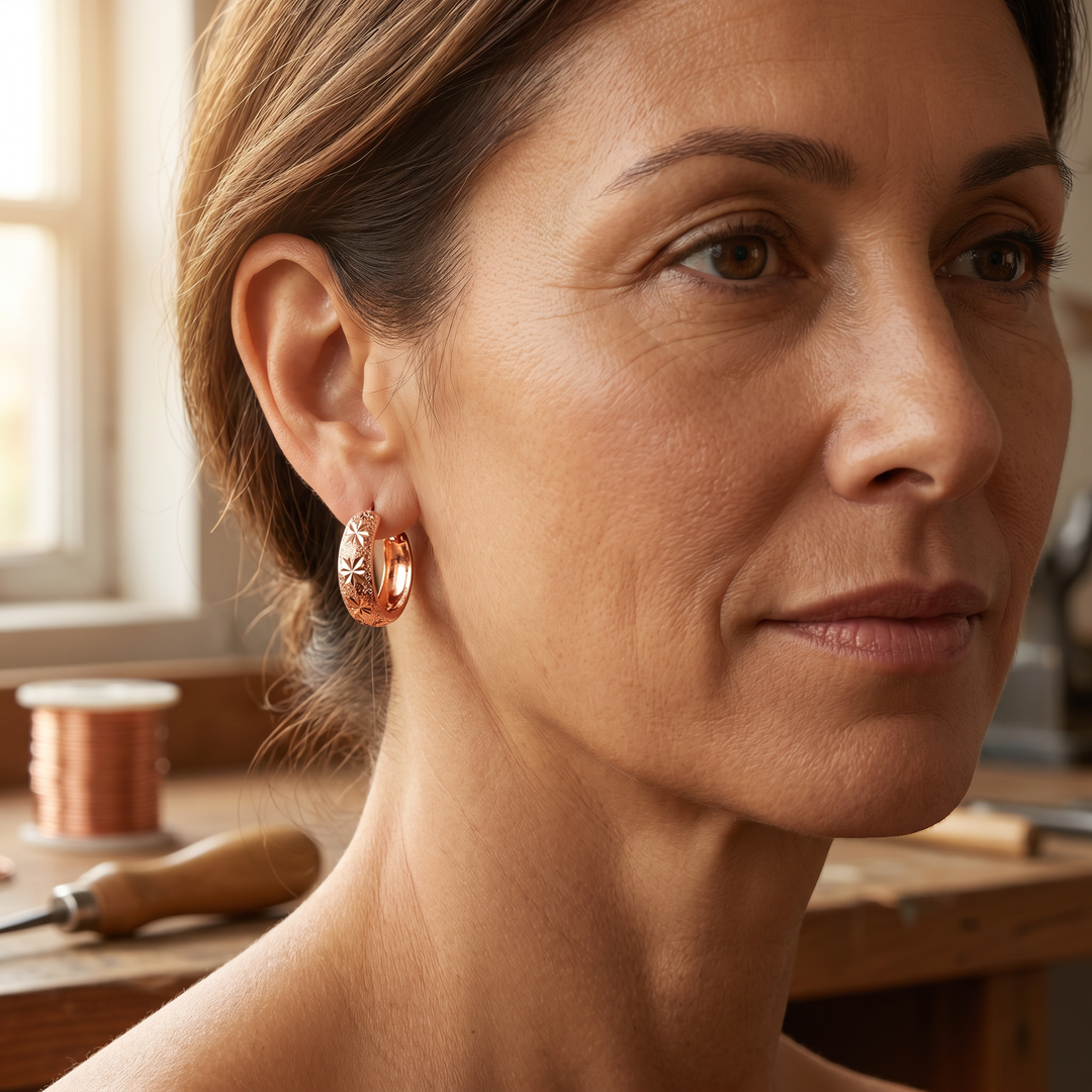 Zara | Hand-Engraved Copper Star Earrings