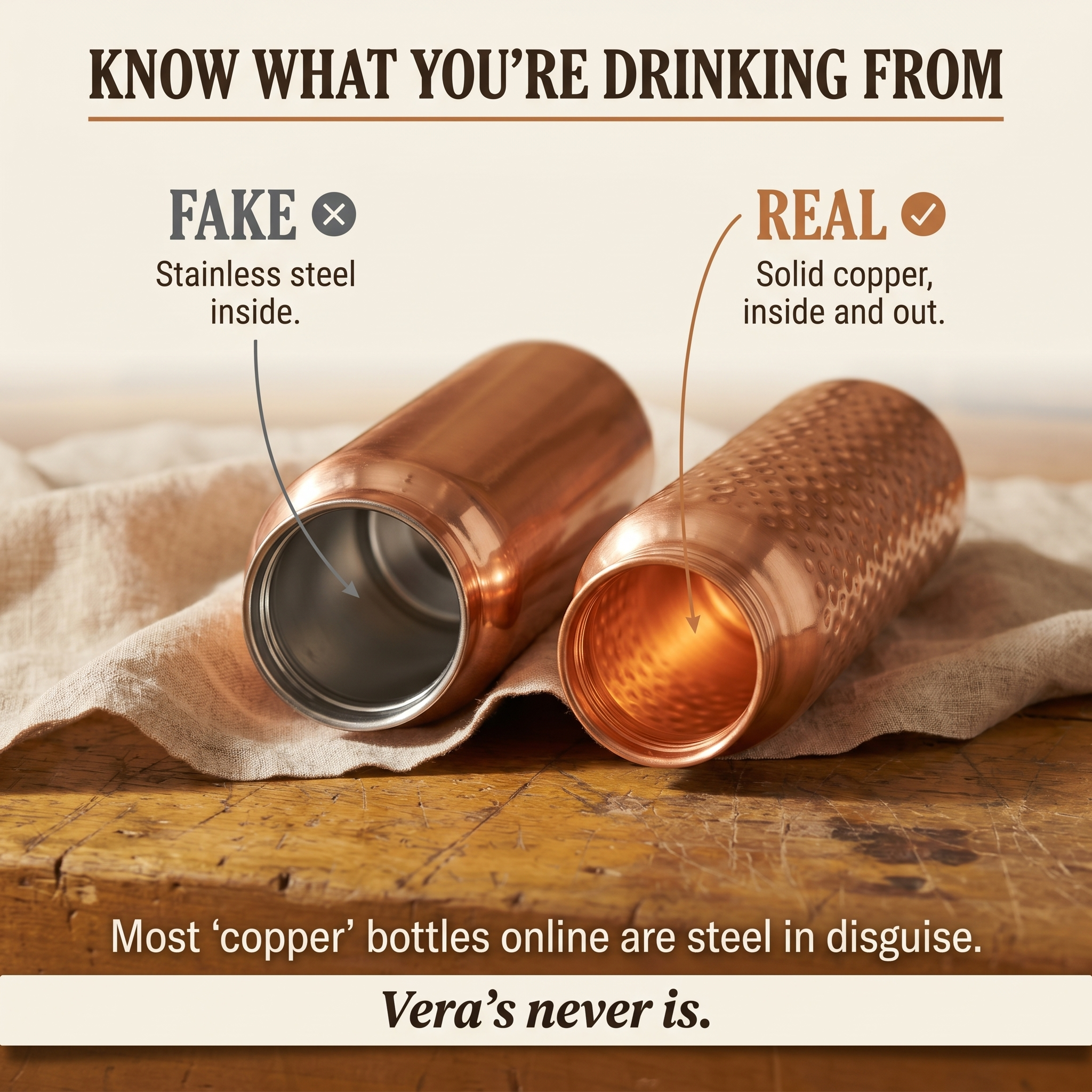 Whitney | Hand-Hammered Pure Copper Water Bottle