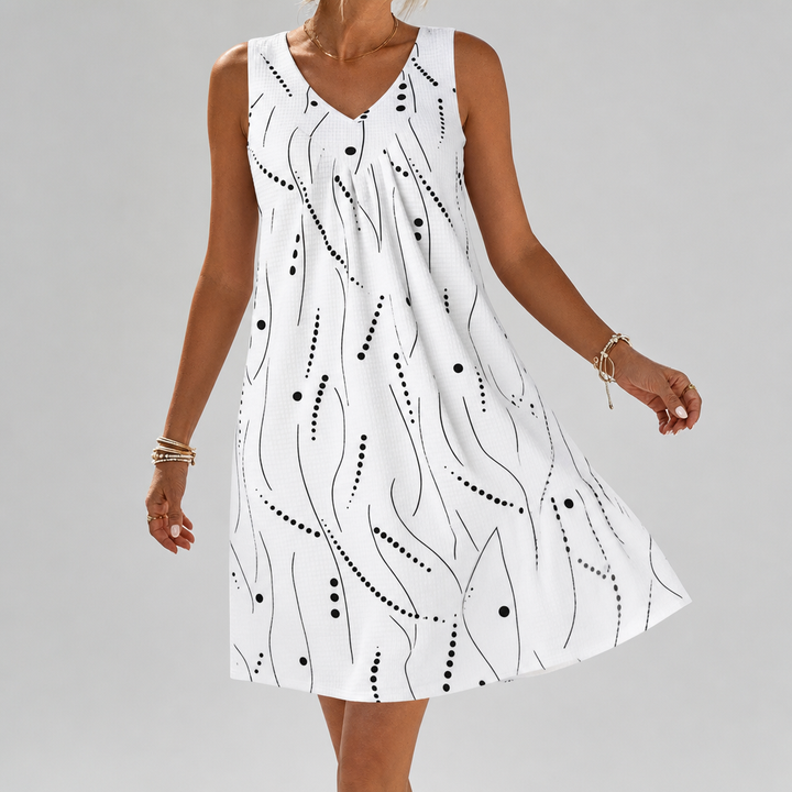 Riana | Sleeveless V-Neck Print Dress