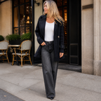 Isola Knit Sleeve Double-Breasted Coat - black - lifestyle view 2