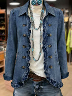 Frédérique | Ruffle Jacket in Mid Blue