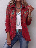 Charlotte | Bohemian Paisley Ruffle Jacket in Red