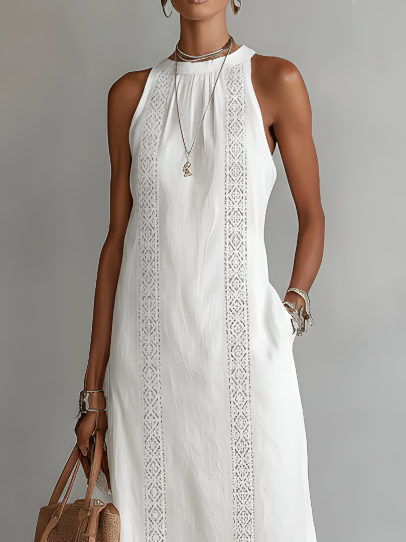 Jimena | Mandarin Collar Linen Midi