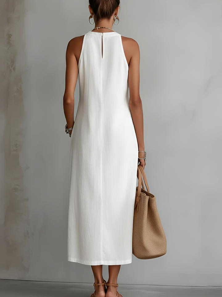 Jimena | Mandarin Collar Linen Midi