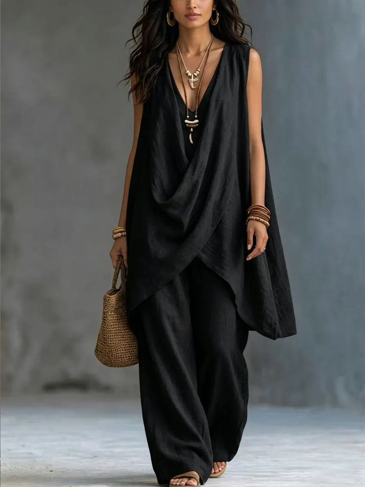Bettina | Draped Suit with Wide Pants