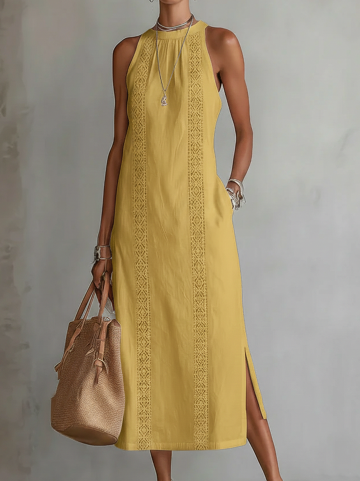 Jimena | Mandarin Collar Linen Midi