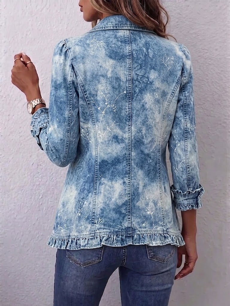 Guenièvre | Botanical Ombré Ruffle Jacket in Blue