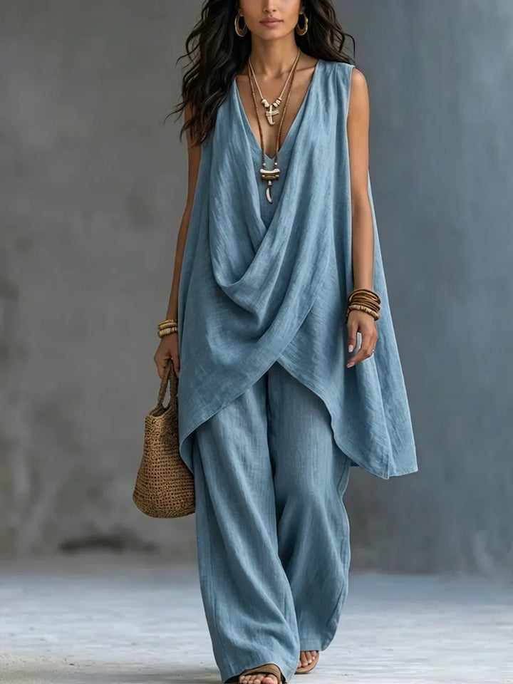 Bettina | Draped Suit with Wide Pants