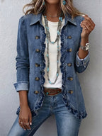 Frédérique | Ruffle Jacket in Mid Blue