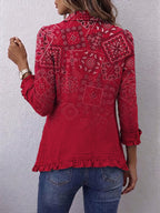 Gaëlle | Paisley Ombré Ruffle Jacket in Red