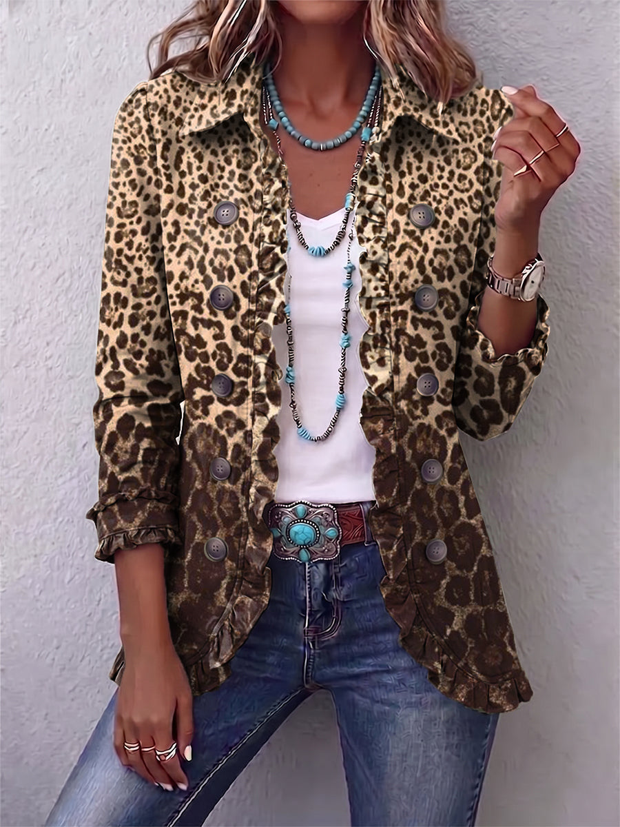 Ombeline | Leopard Print Ruffle Jacket