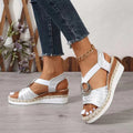 Runa | Metallic Ring Wedge Espadrille Sandals