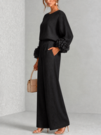 Rosalie Floral Cuff Two-Piece Set in Black, view 3
