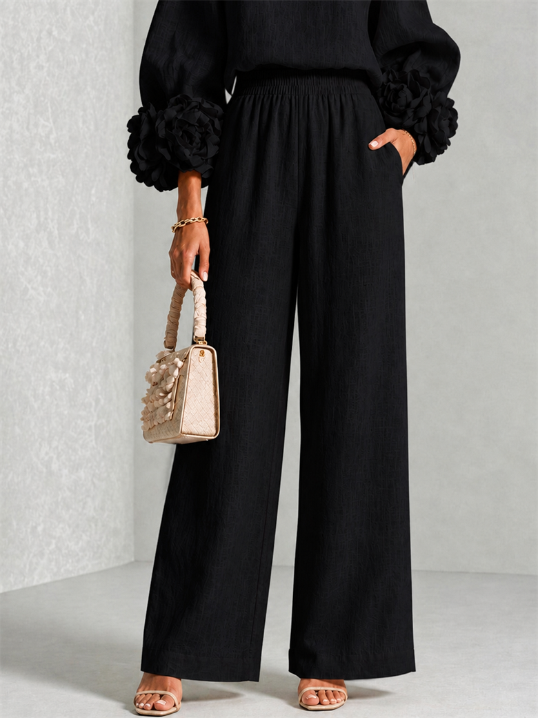 Rosalie Floral Cuff Two-Piece Set in Black, view 4