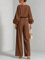 Rosalie Floral Cuff Two-Piece Set in Brown, view 2