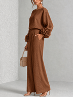 Rosalie Floral Cuff Two-Piece Set in Brown, view 3