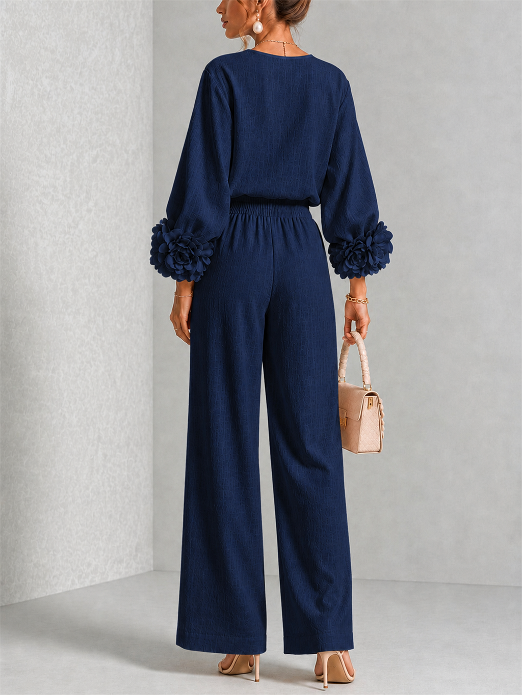 Rosalie Floral Cuff Two-Piece Set in Dark Navy, view 2