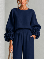 Rosalie Floral Cuff Two-Piece Set in Dark Navy, view 5