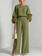 Rosalie Floral Cuff Two-Piece Set in Olive Green, view 1