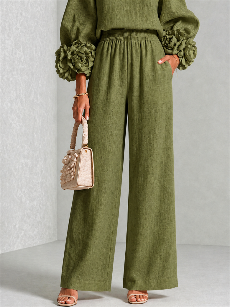 Rosalie Floral Cuff Two-Piece Set in Olive Green, view 4