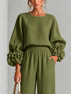 Rosalie Floral Cuff Two-Piece Set in Olive Green, view 5