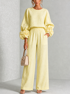 Rosalie Floral Cuff Two-Piece Set in Soft Yellow, view 1
