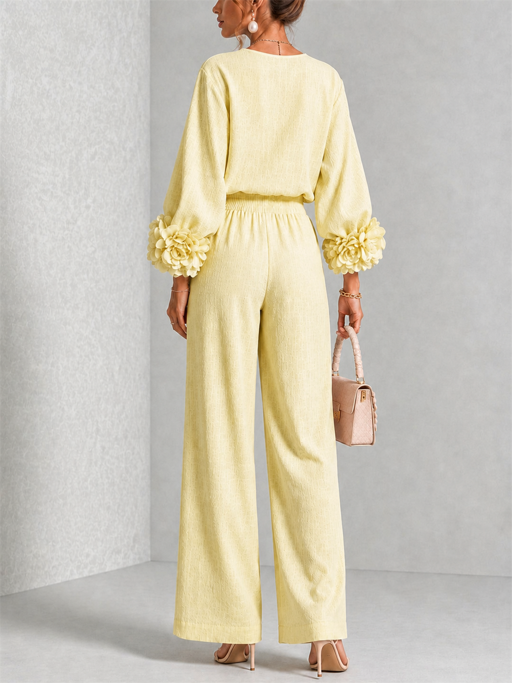 Rosalie Floral Cuff Two-Piece Set in Soft Yellow, view 2