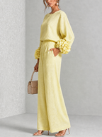 Rosalie Floral Cuff Two-Piece Set in Soft Yellow, view 3
