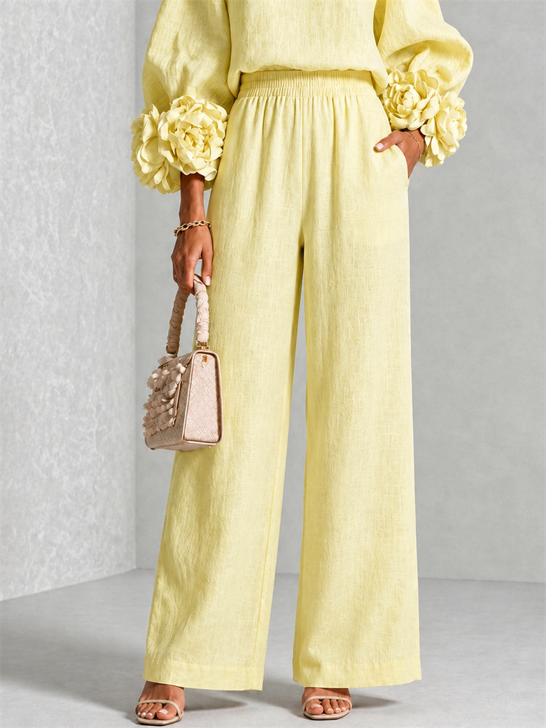 Rosalie Floral Cuff Two-Piece Set in Soft Yellow, view 4